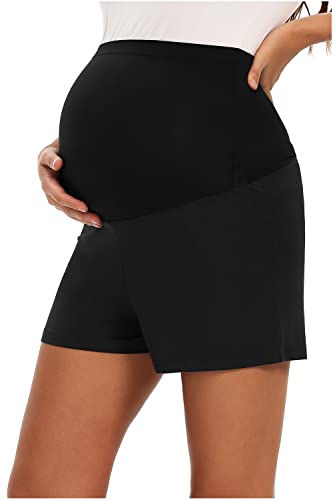 JMITHA Umstandsshorts, Baumwolle Super Bequeme Umstandshose für Sommer Umstands Shorts Damen umstandsshorts Kurz Umstandsshorts Maternity Sport Umstandsshorts (XL, Schwarz 02)